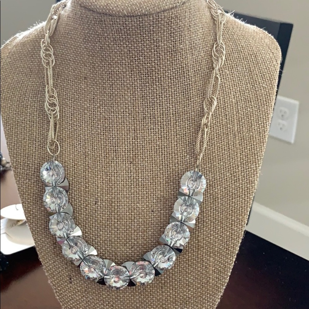 Reversible gold/silver antique crystal necklace on a cool silver chain